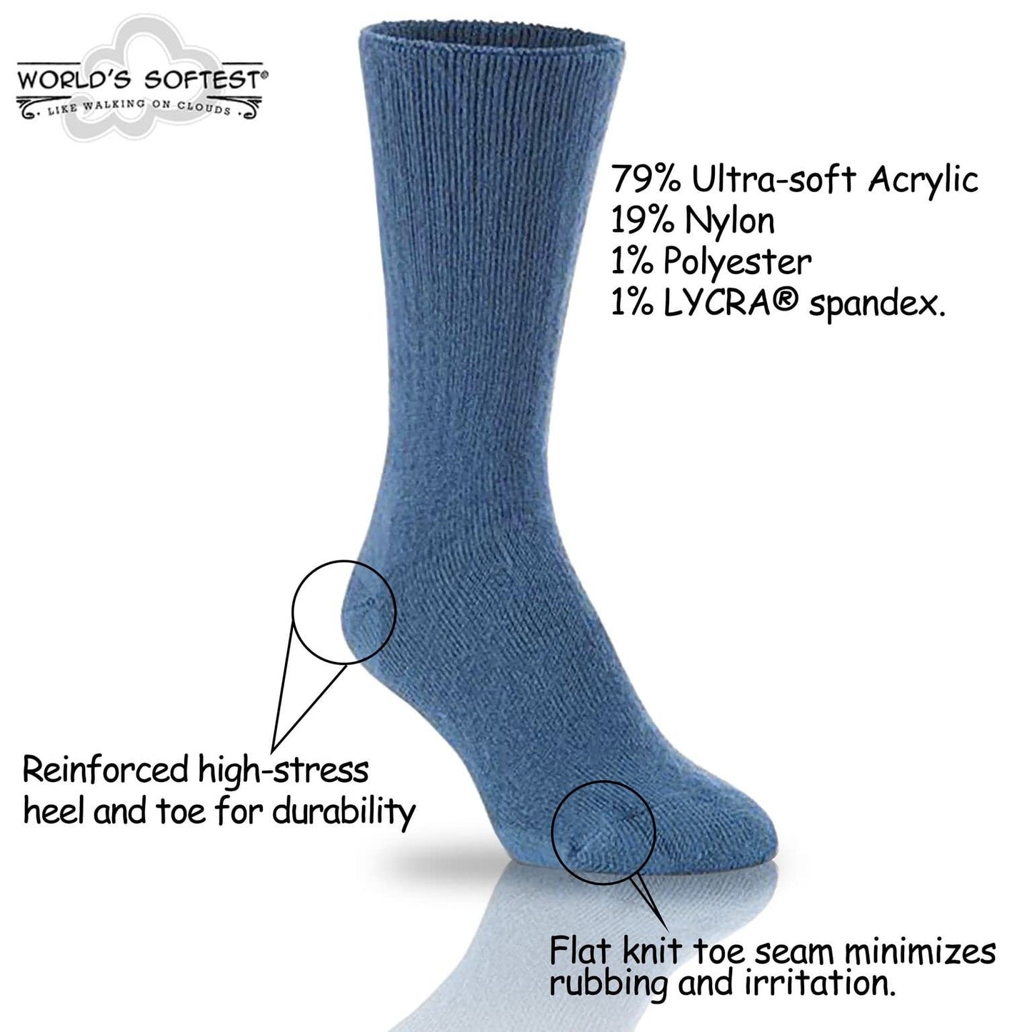 World's Softest Classic Crew Socks - Ultra Soft Crew Socks for Women and Men