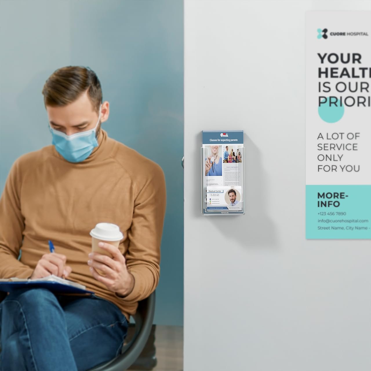 Marketing Holders Brochure Holder Trifold Display Countertop Clear See Through Maps Menu Bifold Compartment Acrylic