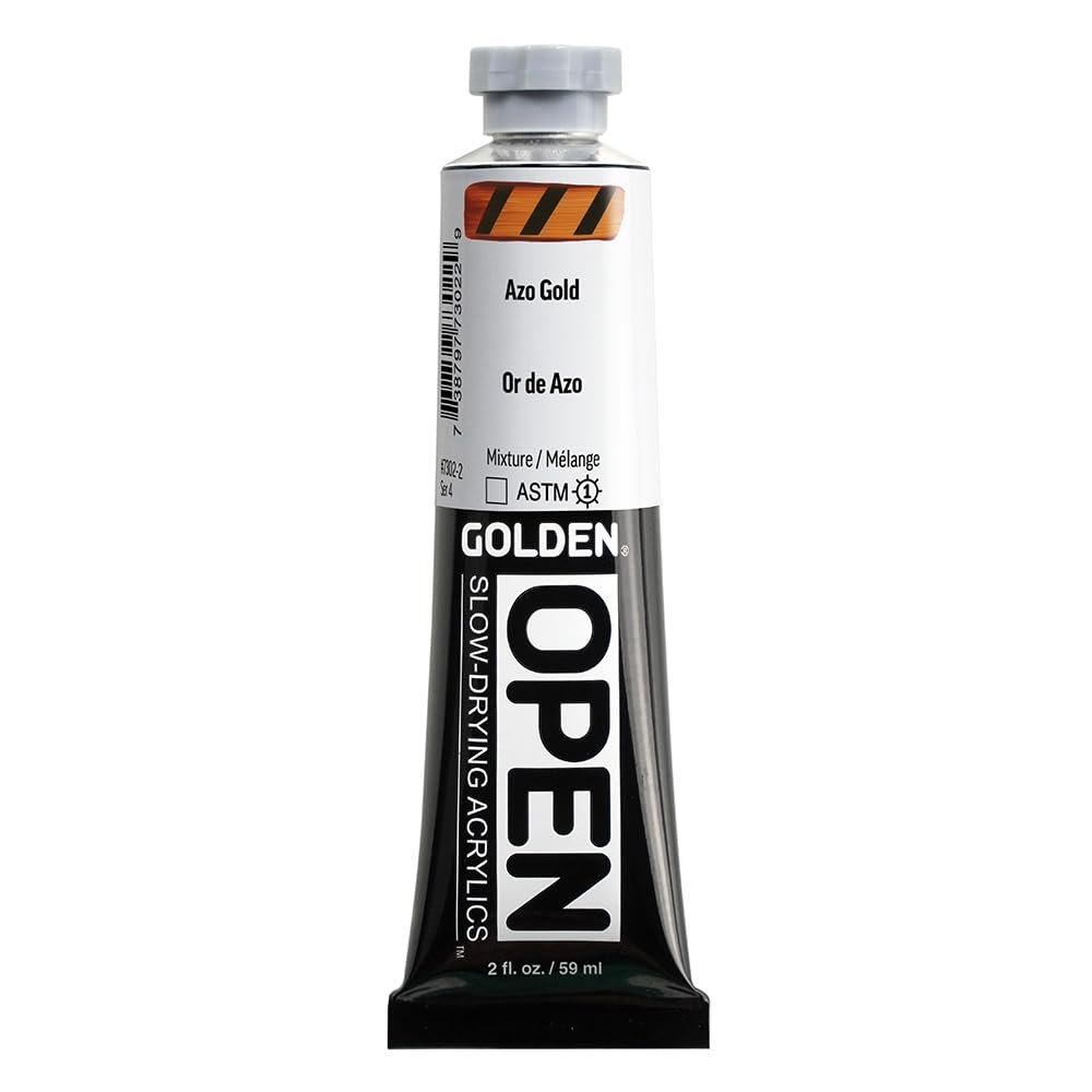 GOLDEN OPEN Slow-Drying Acrylics, Azo Gold, 2 fl. oz. / 59 ml Tube