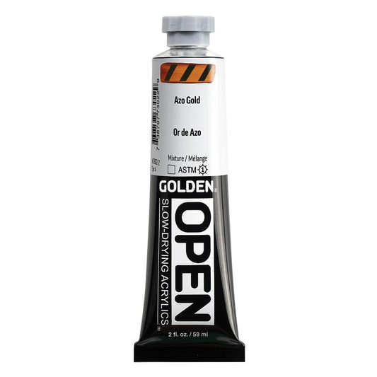 GOLDEN OPEN Slow-Drying Acrylics, Azo Gold, 2 fl. oz. / 59 ml Tube