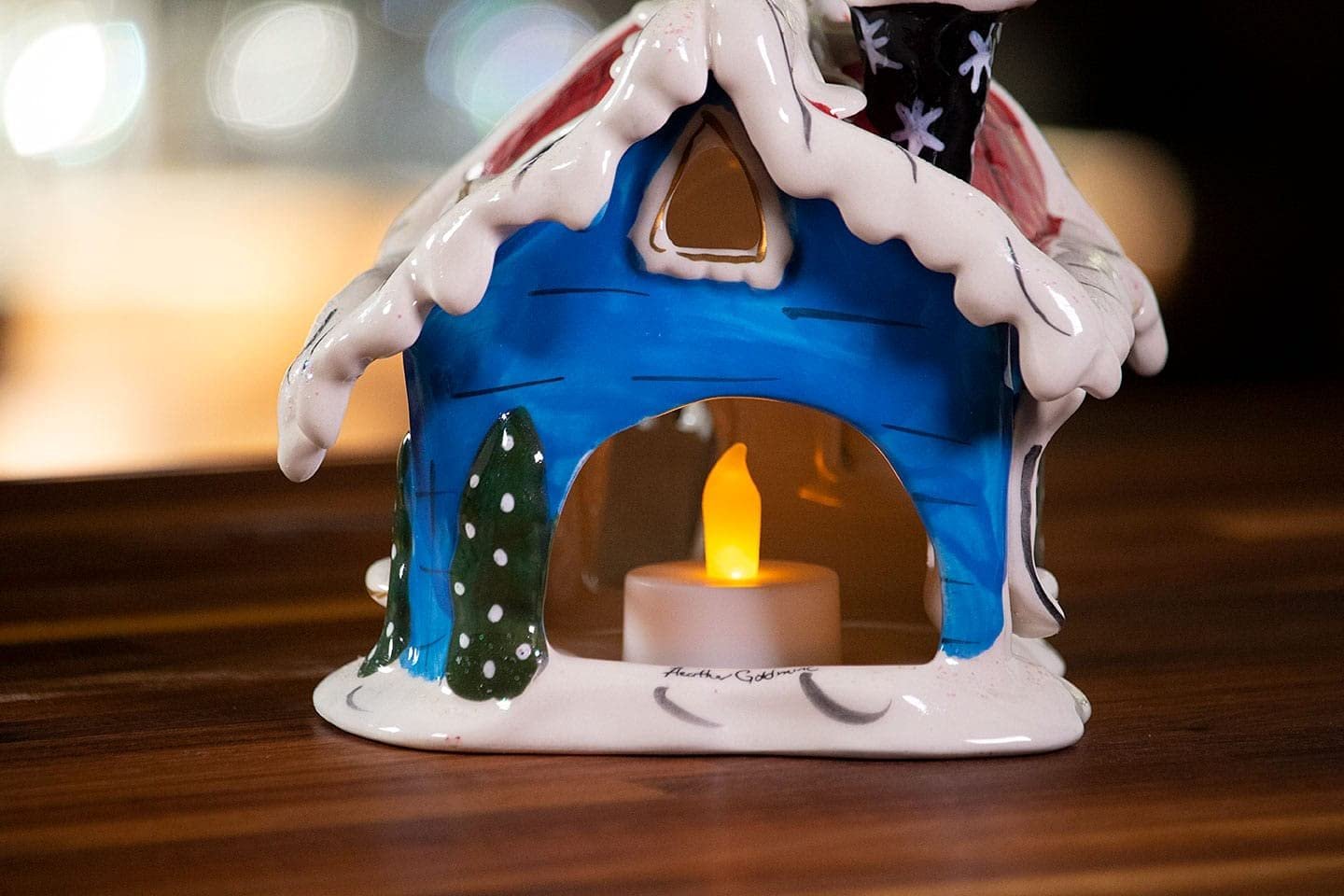Blue Sky Clayworks 995053 Rudolph Jingle Bell Shop Candle House, 6-inch Length