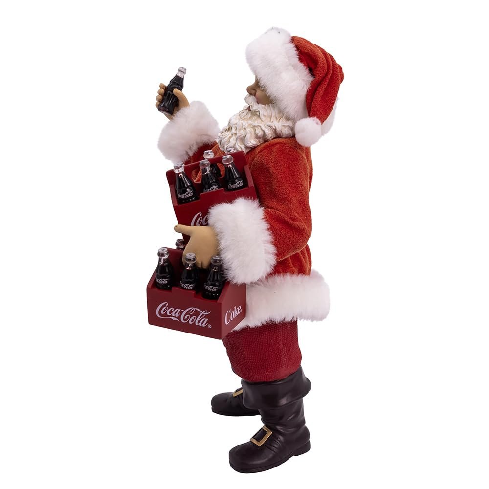 Kurt Adler 10.5-inch Coca-Cola Santa Holding Two Six Packs Table Piece