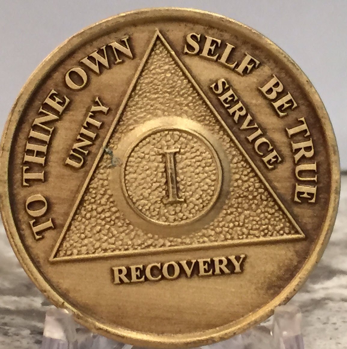 wendells Set of 3 AA 1 Year Bronze Anniversary Sobriety Medallions Serenity Prayer