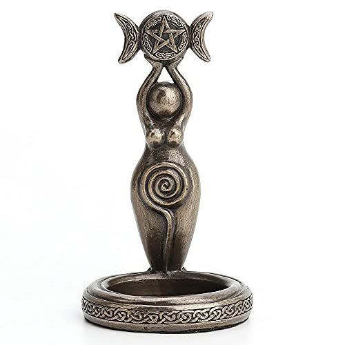 Veronese Design 4 3/4" Spiral Triple Moon Goddess Tealight Candle Holder Resin Sculpture Bronze Finish