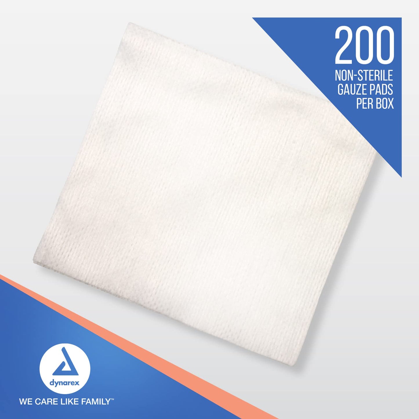 Dynarex Non-Woven Sponges, Non-Sterile, Gauze, for Cleansing, Prepping and Dressing, Highly-Absorbent, Less Linting, 4"x 4", 4 Ply, 1 Box of 200 Sponges (Packaging May Vary)