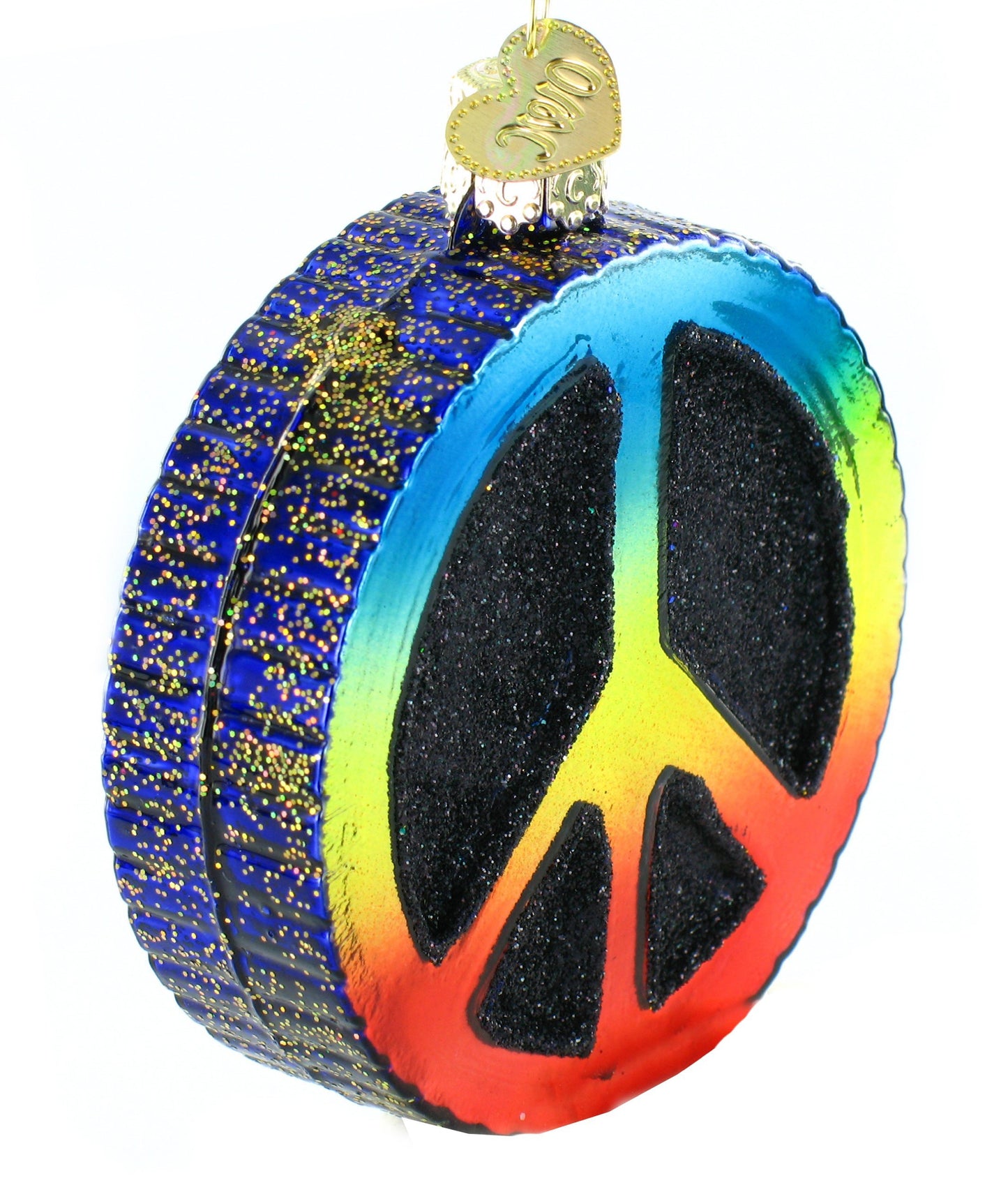 Old World Christmas Ornaments:Peace Sign Glass Blown Ornaments for Christmas Tree, Peace Sign