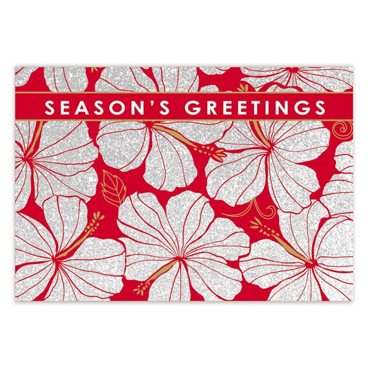 Island Heritage Deluxe Boxed Tropical Hawaiian Christmas Cards - Hibiscus Chic White II - 12 cards & 13 envelopes