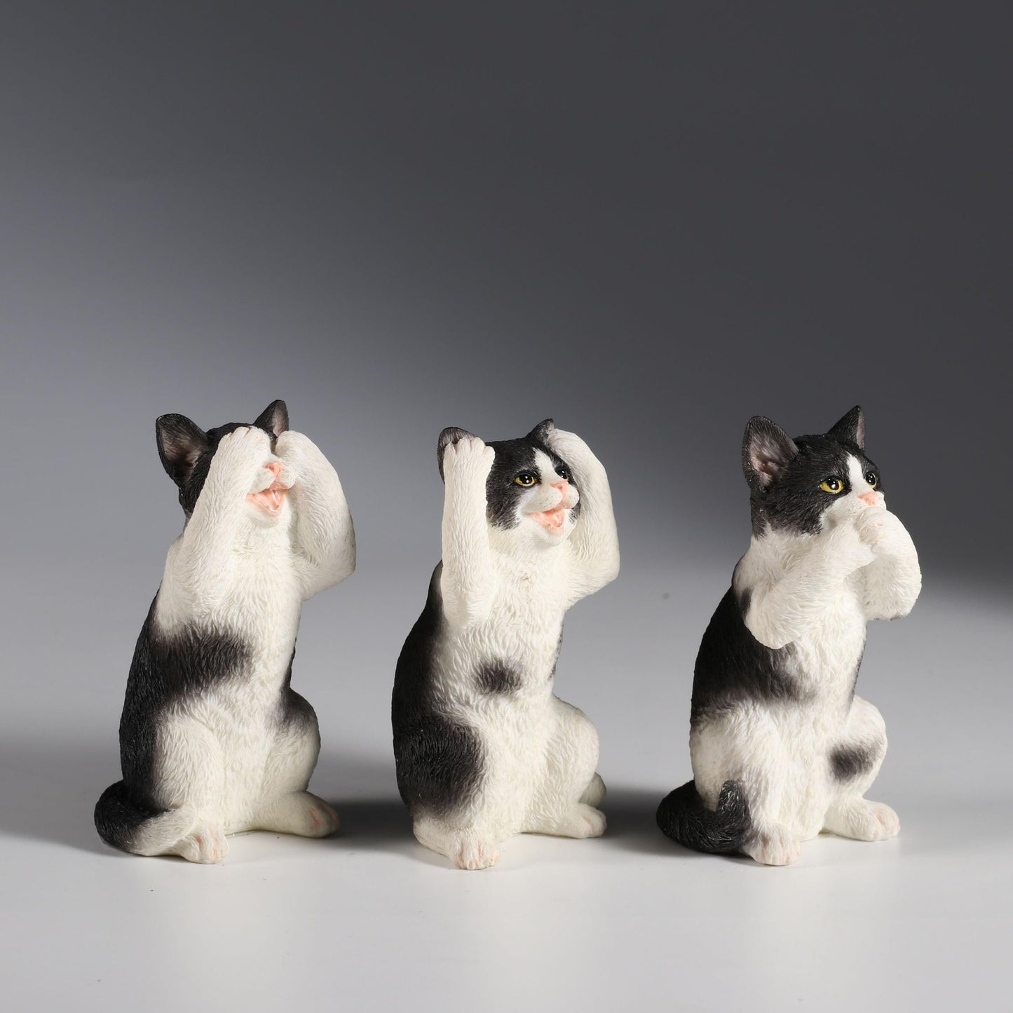 Veronese Design 3 3/4 Inch Black and White Kittens Hear Speak See No Evil Resin Figurine Miniature