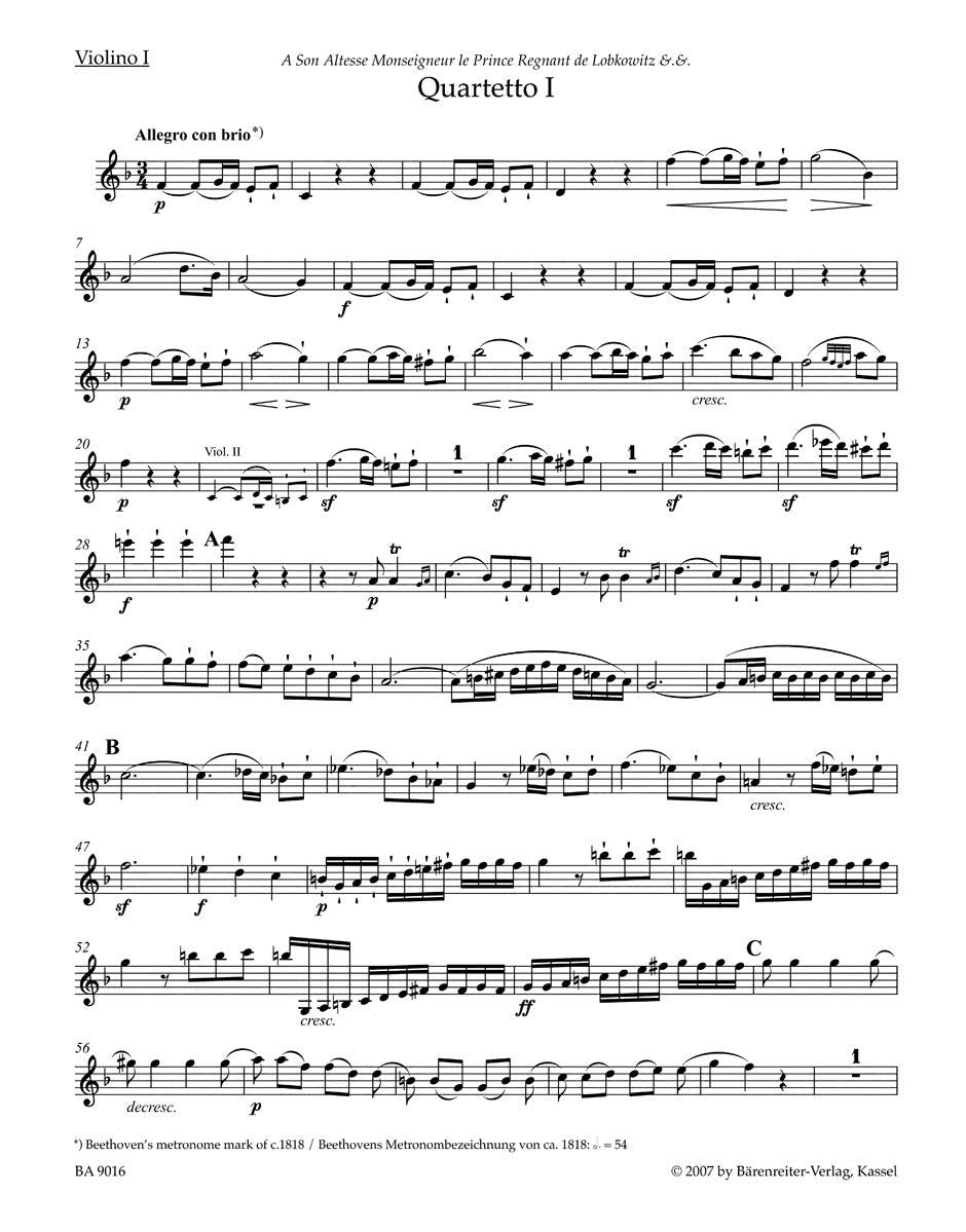 String Quartets Op.18 Nos 1-6 (Parts)
