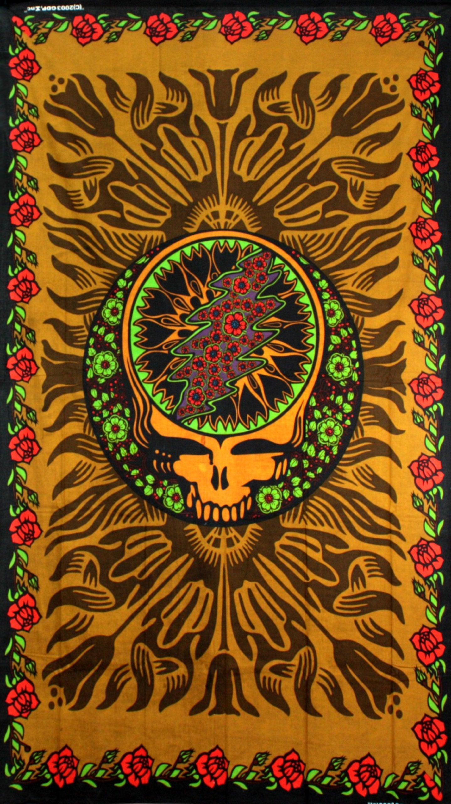 Sunshine Joy 3D Grateful Dead Skull & Roses Tapestry
