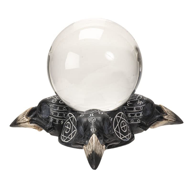 Pacific Giftware Raven Skulls and Crystal Ball Figurine, 5.5-inch Length, Cold Cast Resin, Table Decoration