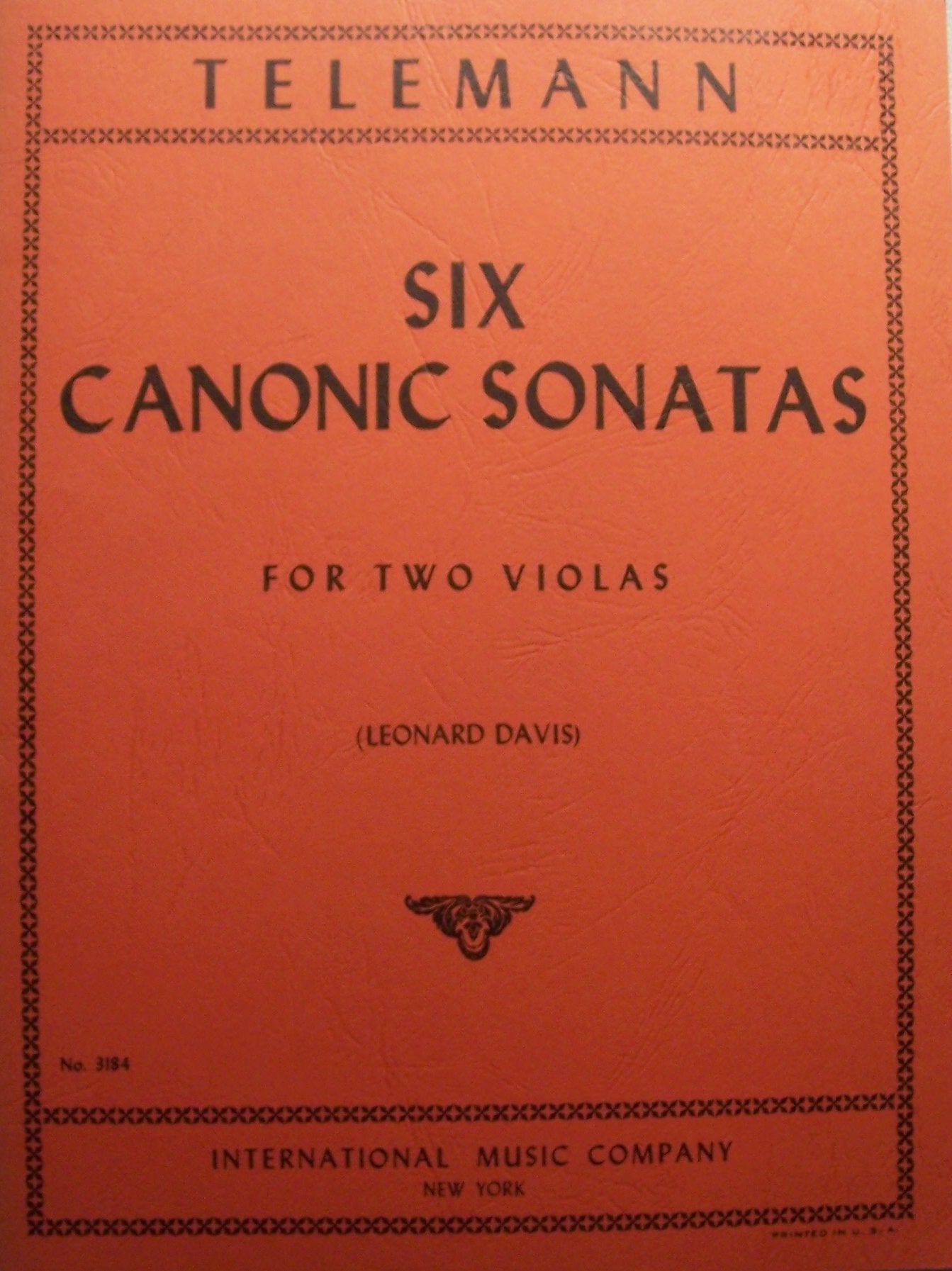 Telemann SIX CANONIC SONATAS for Two Violas (Leonard Davis) (International Music Company, No. 3184)