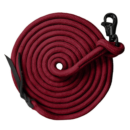 Kensington Clinician Equine Training Lead Rope – 15ft Heavy Duty Braided Horse Lead with Swivel Bull Snap | Color: Red w/Black Nickle