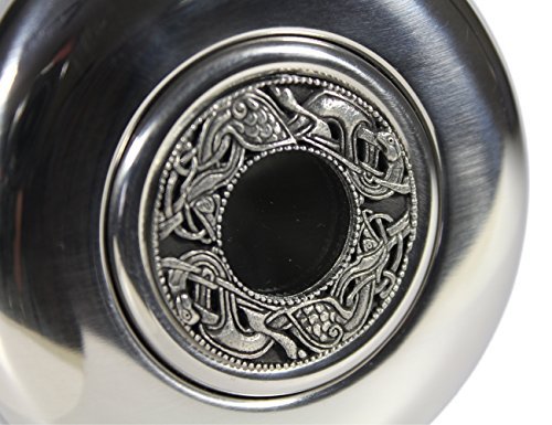 Irish Whiskey Flask Stainless Steel Flask 5 Fl. Oz. Book of Kells Design Irish Flasks Made Co, Westmeath Ireland