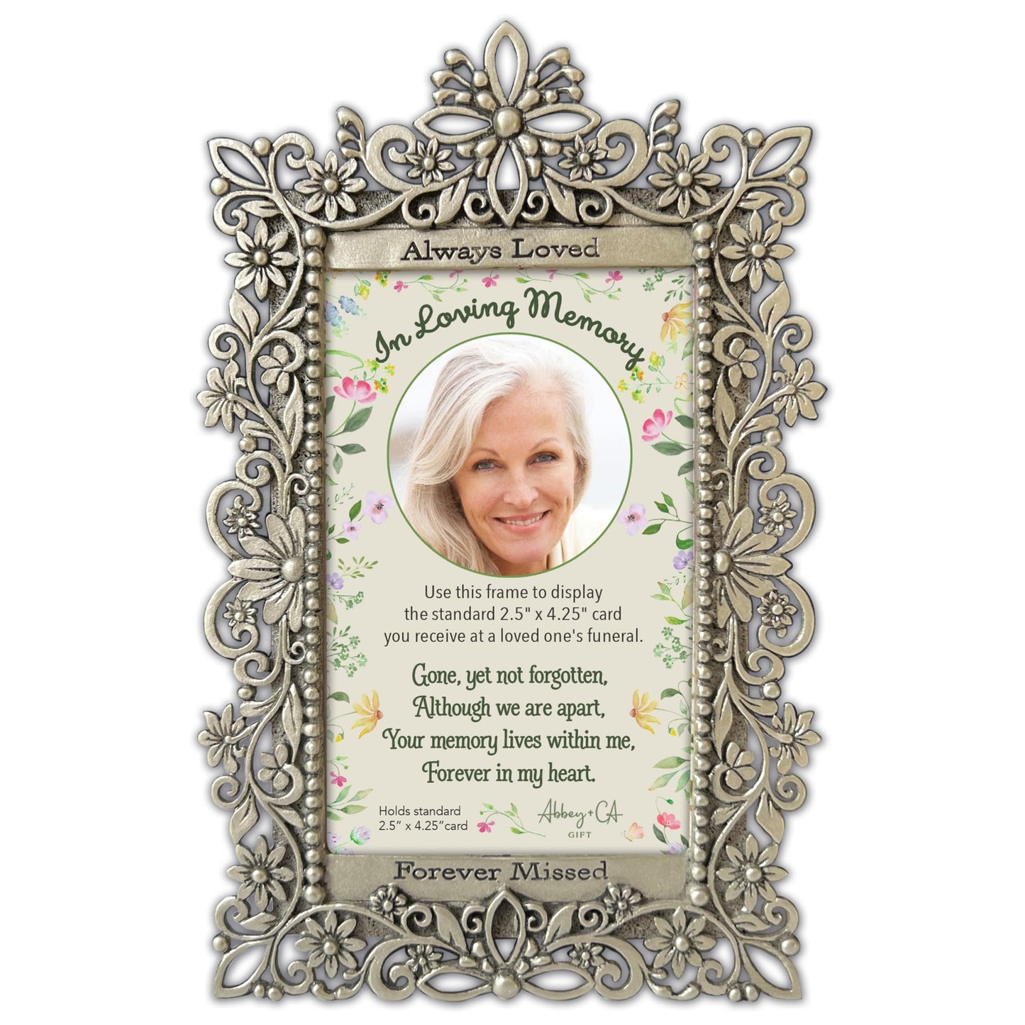 Abbey + CA Gift Funeral Card Frame, Memorial Photo Frame for Loss of Loved One, Holds 2 1/5 by 4 1/4 Inch Memorial Card