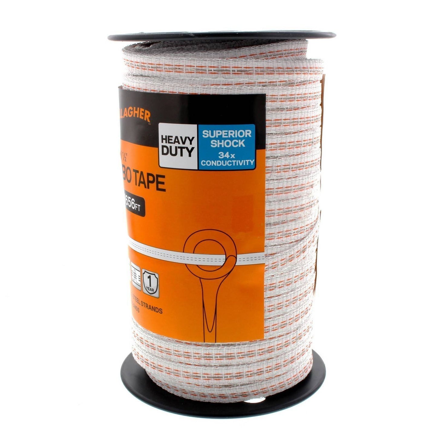 Gallagher 1/2" x 656' Turbo Poly Tape with Copper and Stainless Steel Strands for 34x More Conductivity Than Standard Poly Tape