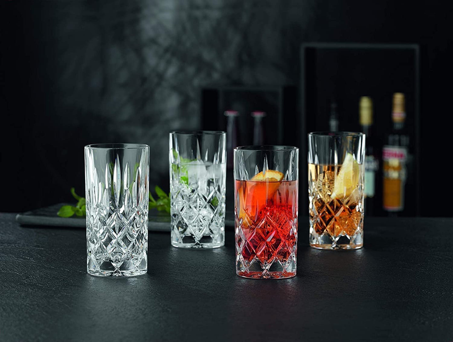 Nachtmann Noblesse Collection Long Drink Glasses | Set of 4 cocktail Cups | Made of Crystal Glass | 6-Inch Highball Glasses for Cocktails, Juice and other Mixed Drinks | 13-Ounces