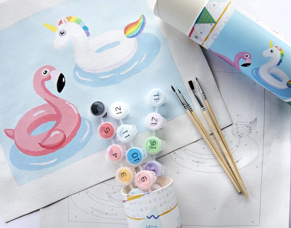 Pink Picasso Kits Paint by Number for Kids | DIY 8x10 Beginner Color by Numbers Canvas Painting Art Kits | Delicious Doughnuts