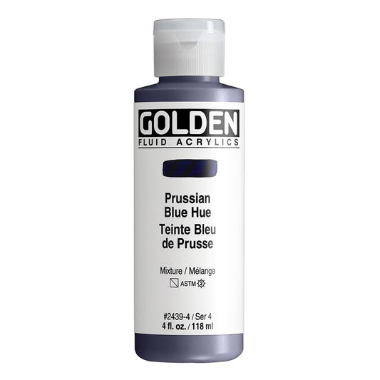 Fluid Acrylics by GOLDEN, Prussian Blue Hue, 4 fl. oz. Bottle, Professional Acrylic Paint, Semi-Transparent
