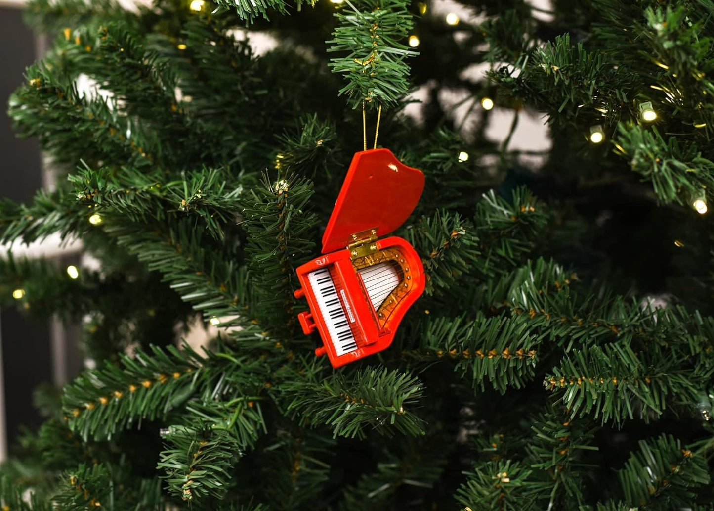Broadway Gifts Co Cherry Red Grand Piano 3.5 inch Wood Hanging Ornament