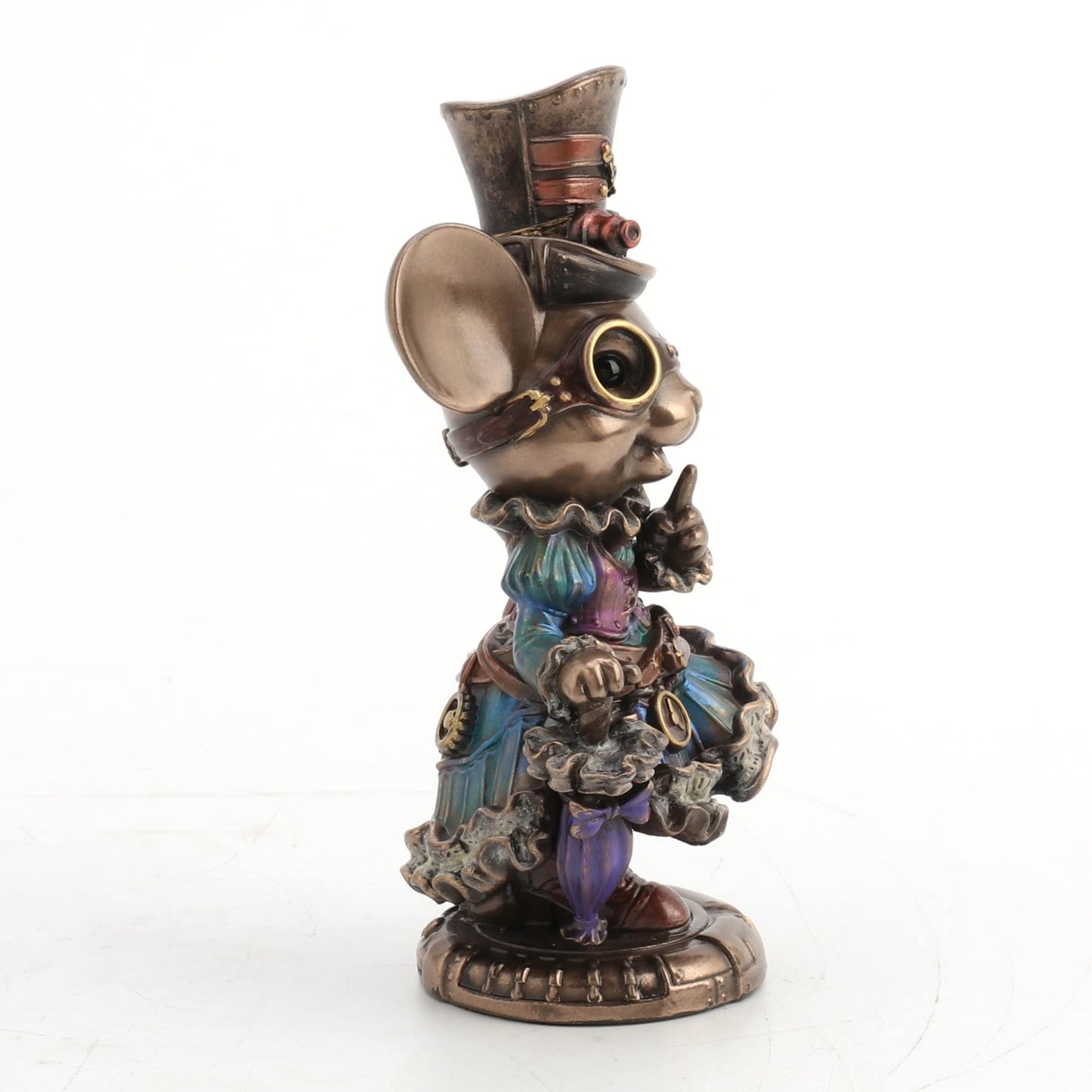 Veronese Design 5 1/2 Steampunk Lady Mouse with Top hat and Parasol Animal Figurine Bronze Finish