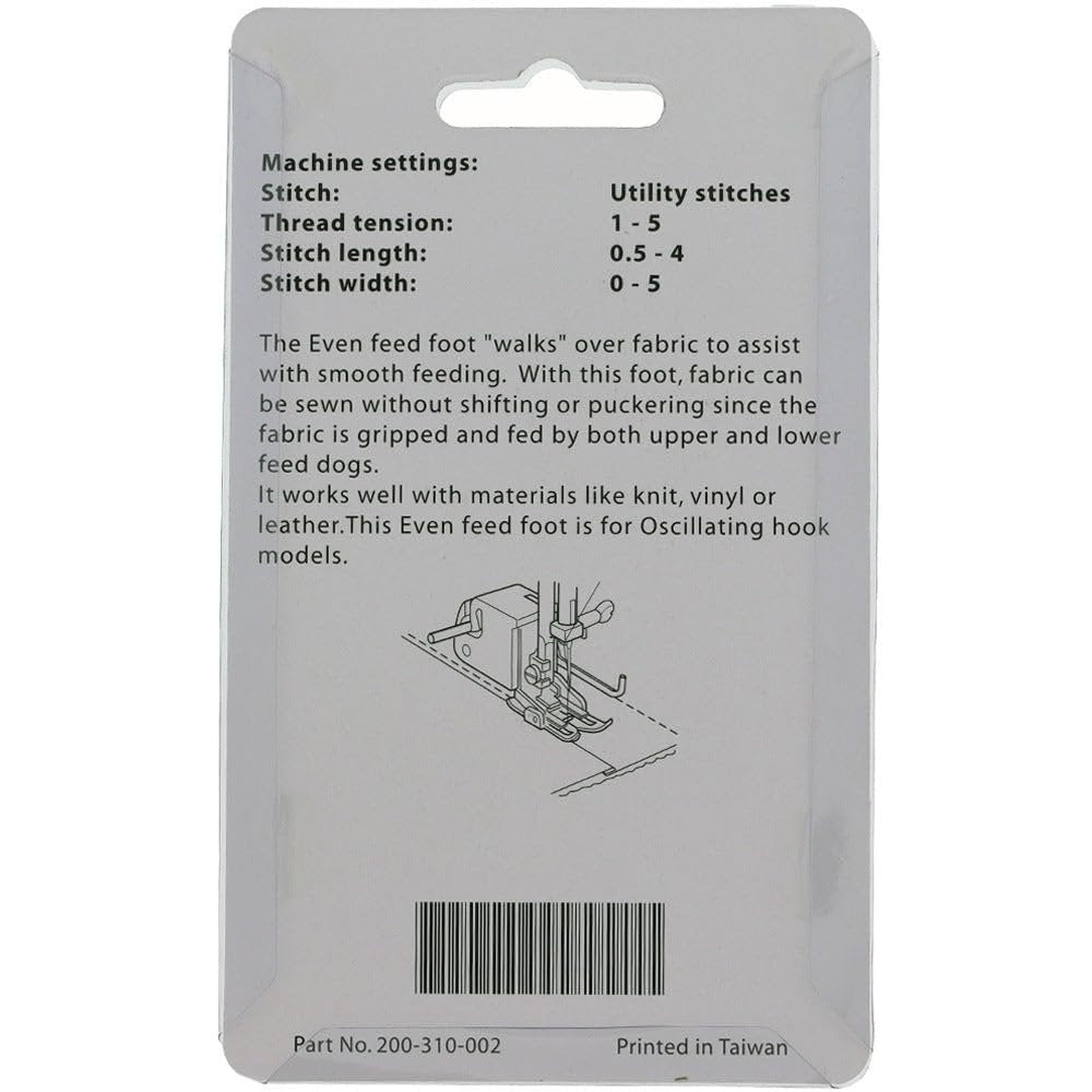 Janome Even Feed Foot with Quilting Guide Oscillating Hook Models for Low-Shank Sewing Machines