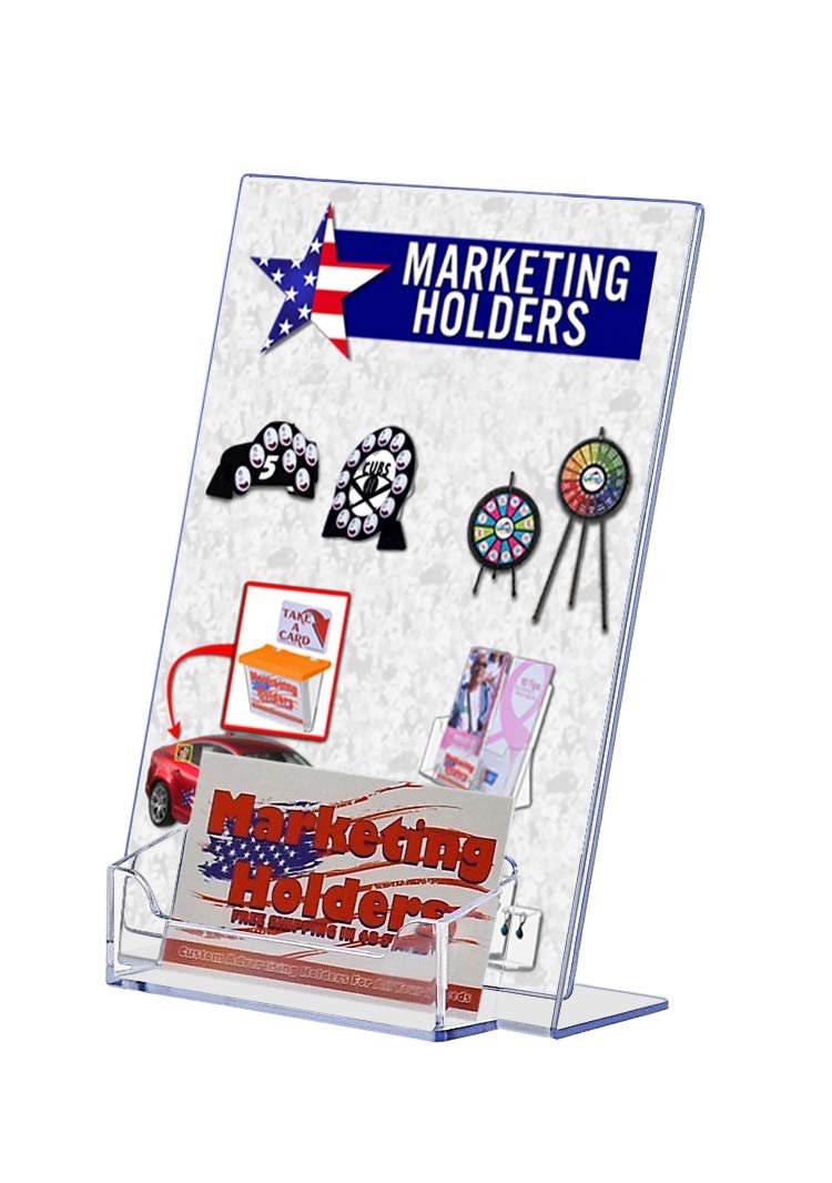 Marketing Holders Slant Back Ad Frame with attached Card Holder
