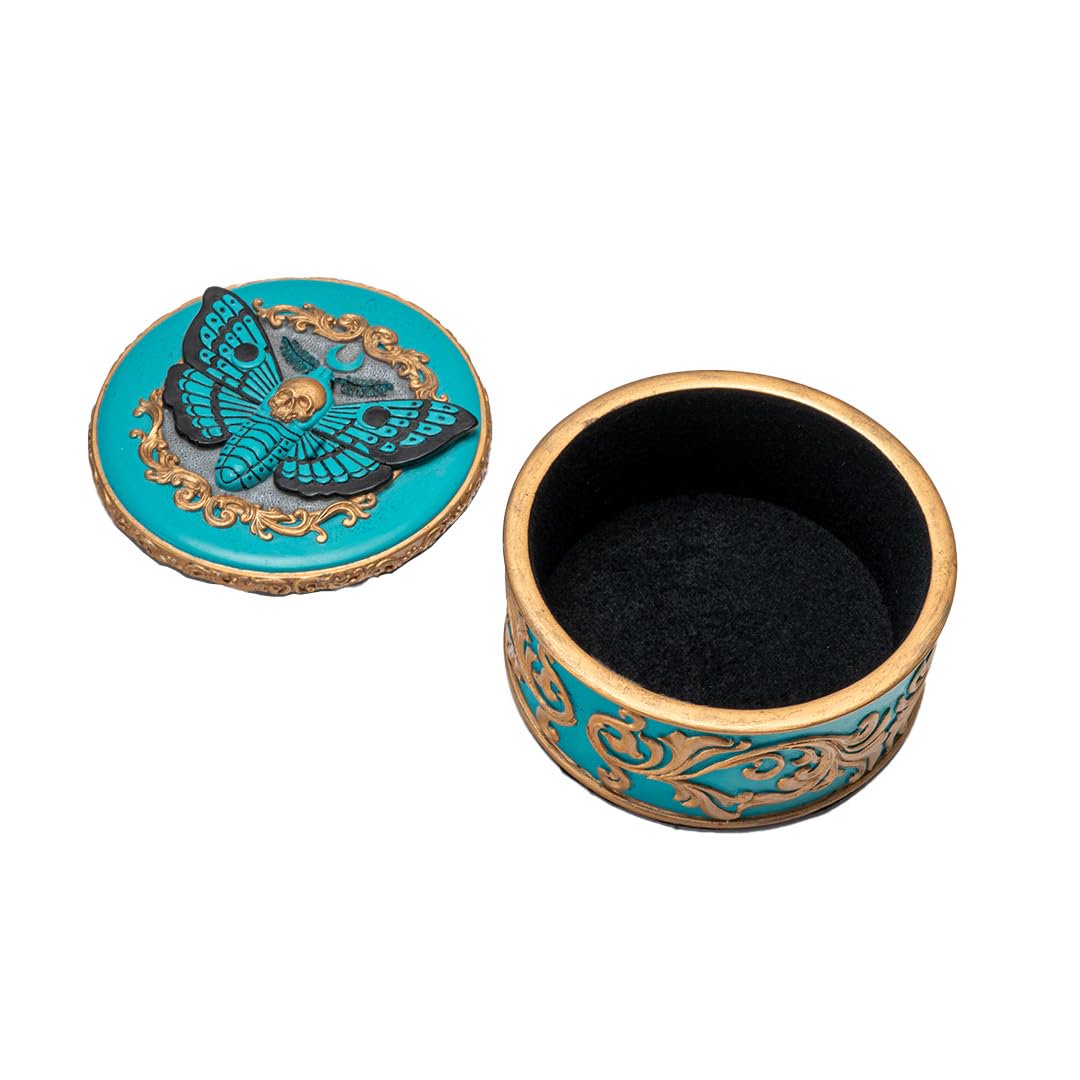 Pacific Giftware Death Moth Keepsake Box Mystical Skull and Winged Design Jewelry Box on Turquoise Resin Ideal for Gothic Decor