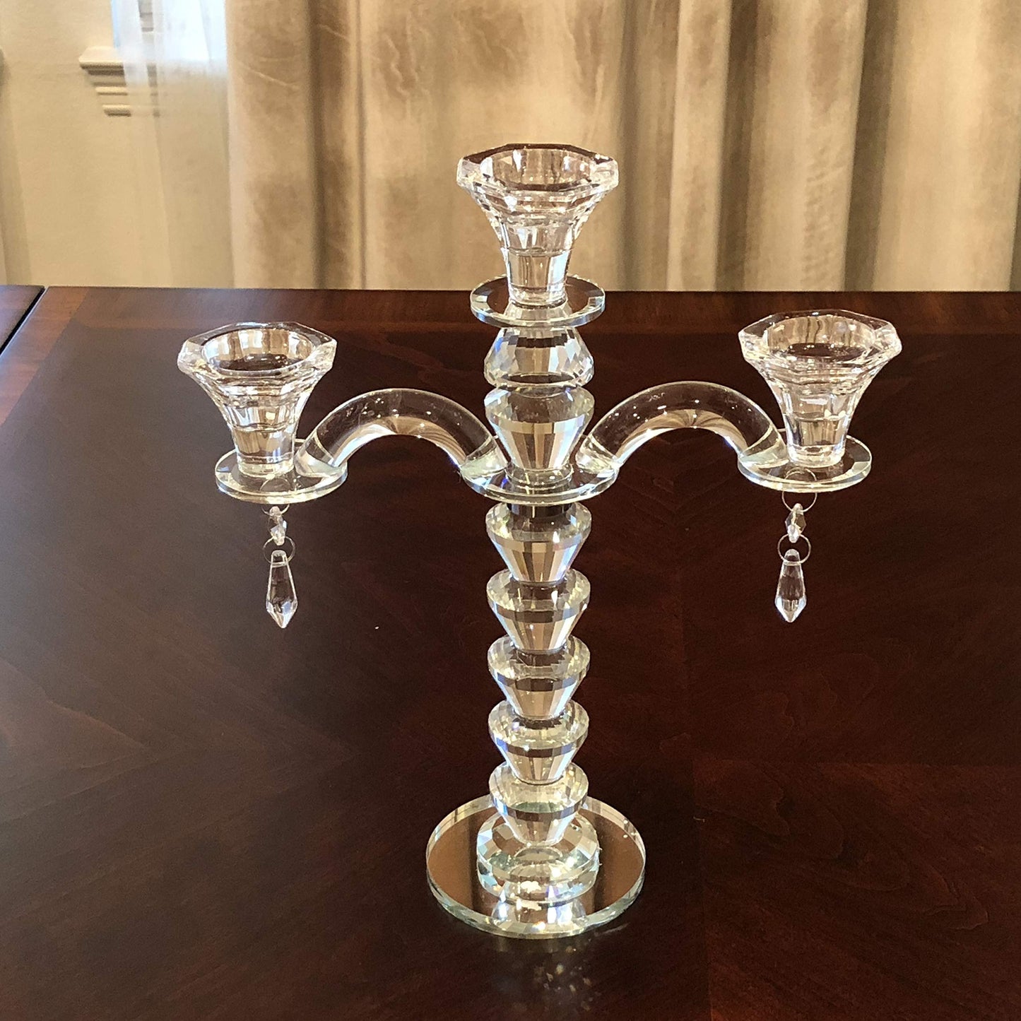 Allgala ClearbCrystal Candelabra Taper Candlestick Candle Holder