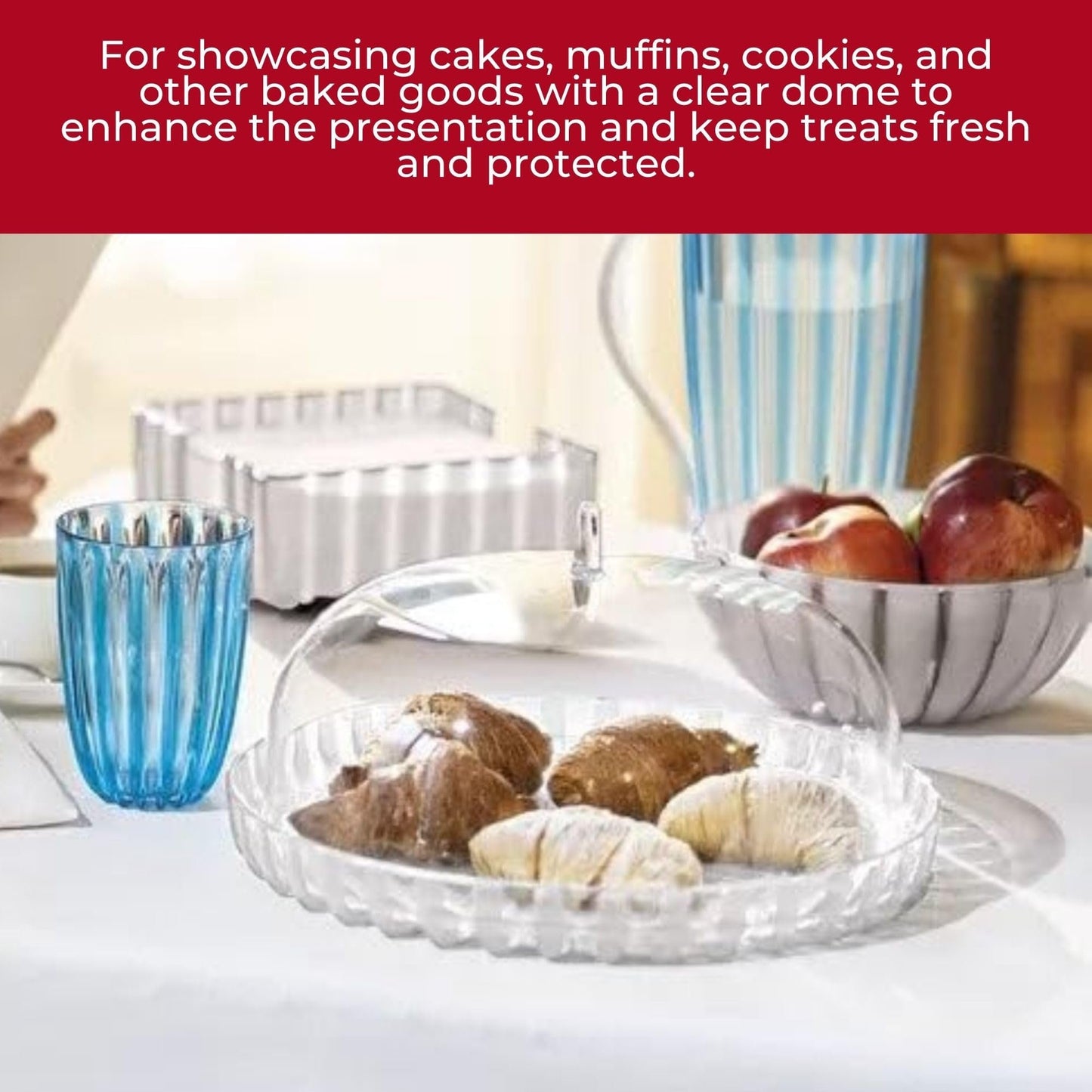 Guzzini Dolcevita 12" Cake Stand with Dome Lid - Mother of Pearl, Multi - Purpose Use for Dessert Table, Cupcake Stand, Cake Display, BPA-Free Display Stand for Parties, Weddings, Kitchen
