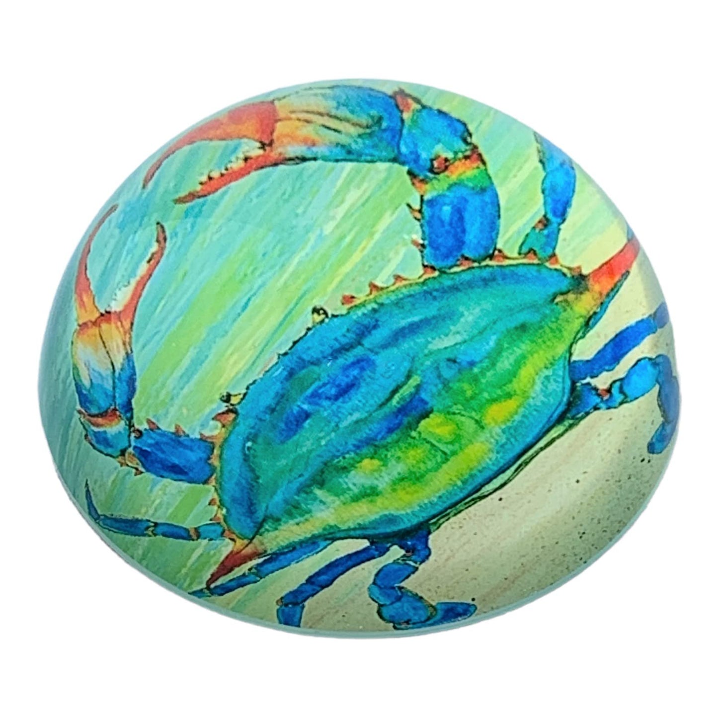 Value Arts Chesapeake Blue Crab Paperweight, Glass Dome, Gift Box, 3" Diameter