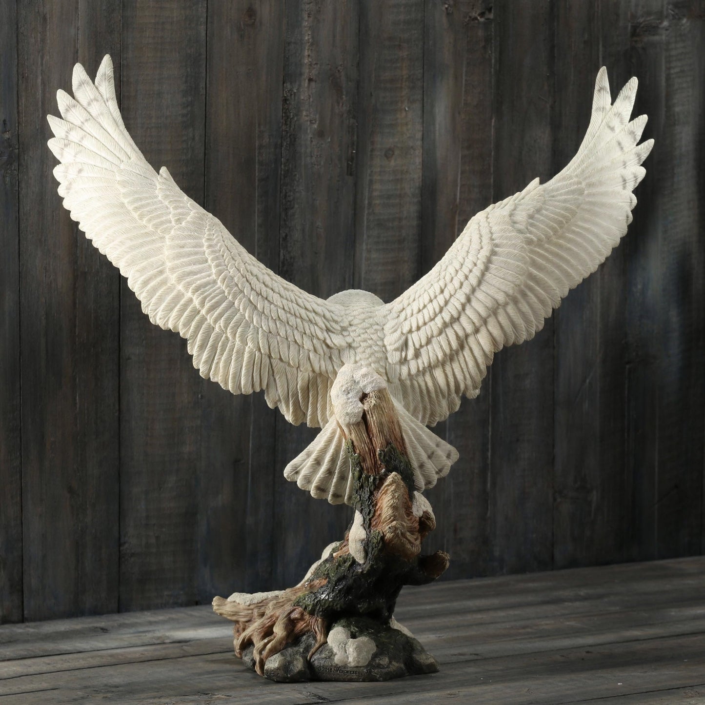 Veronese Design 13 Inch Tall Snowy Owl Flight Resin Sculpture Hand Painted Finish