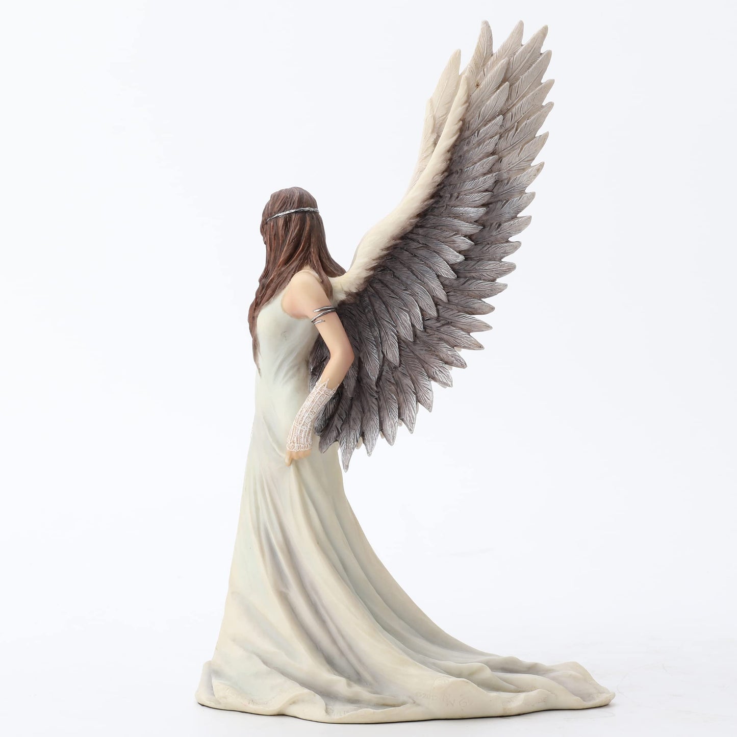 US 9.5 Inch Spirit Guide Fairy Decorative Statue Figurine, White and Gray