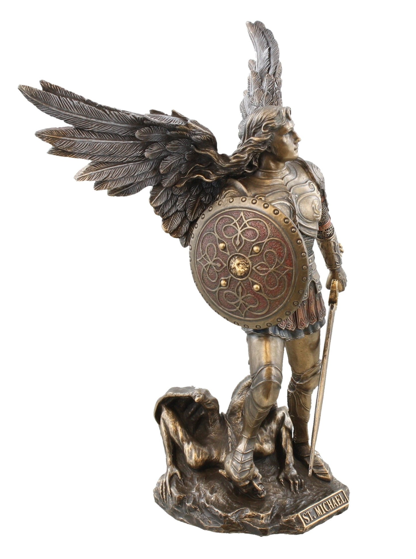Studio Collection St. Michael with Sword and Shield - 9" Tall - Bronze Color
