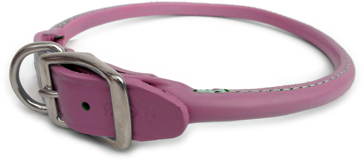 Rolled Leather Collar, Classic Rounded Edges with a Nickel-Plated Buckle, A Festive Choice for Small, Medium and Large Dogs, Made in The USA