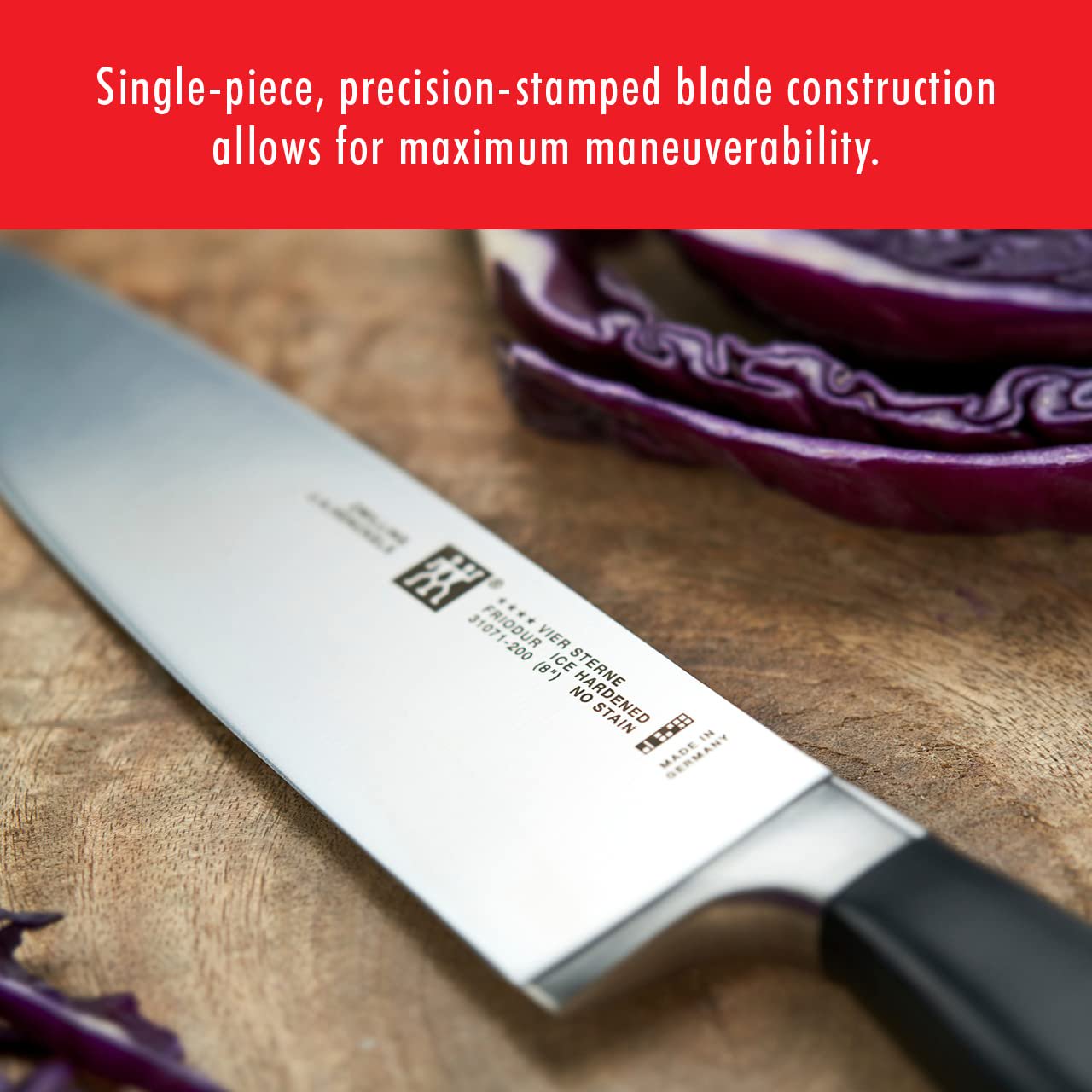 ZWILLING Gourmet 8-inch Chef’s Knife, Kitchen Knife, Black, Stainless Steel