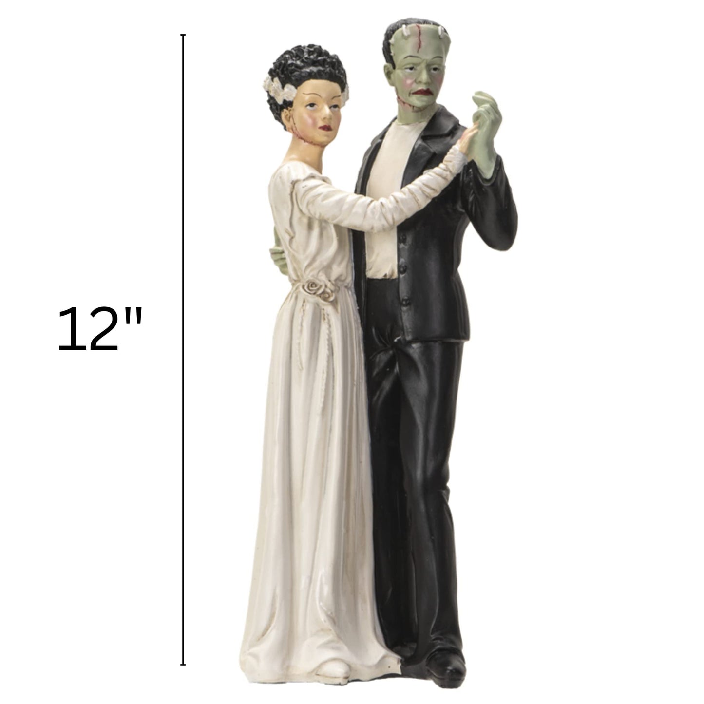Pacific Giftware Frank and Bride Dancing Figurine, Gothic Collectible Frankenstein Statue, 5.25 Inches x 5 Inches x 12 Inches