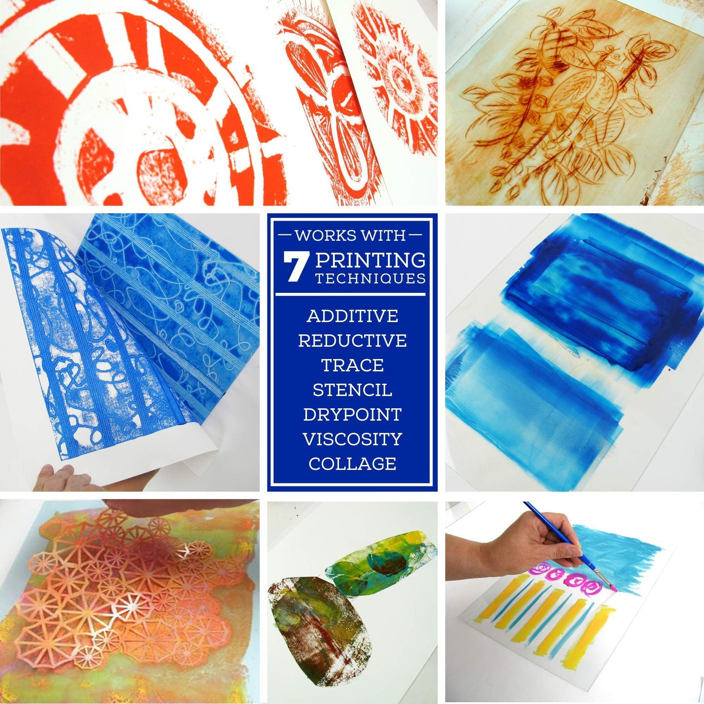 Grafix Impress Print Media Monoprint Plate – 5 x 7”, Pack of 3 – Transparent, Lightweight, Non-Porous .030” Dura-Lar Monoprinting Surface, Economical Alternative to Metal or Glass Plates
