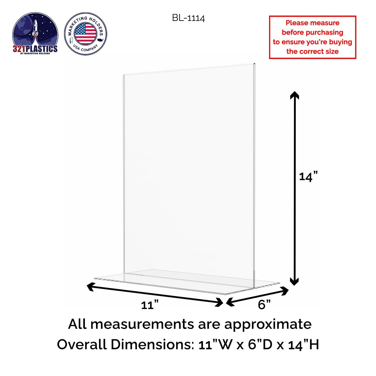 Marketing Holders 50 Pack Large Acrylic Holder for 11 x 14 Inch Posters Countertop Display for Graphic Images in Offices Reception Areas and Restaurants Clear T Shaped Bottom Load Frame