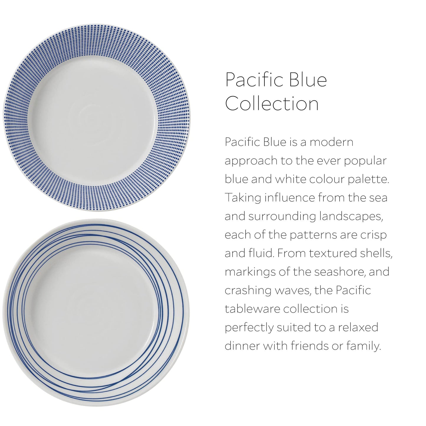 Royal Doulton Porcelain Pacific Mixed Patterns Set of 6 Pasta Bowls, 22cm, Blue