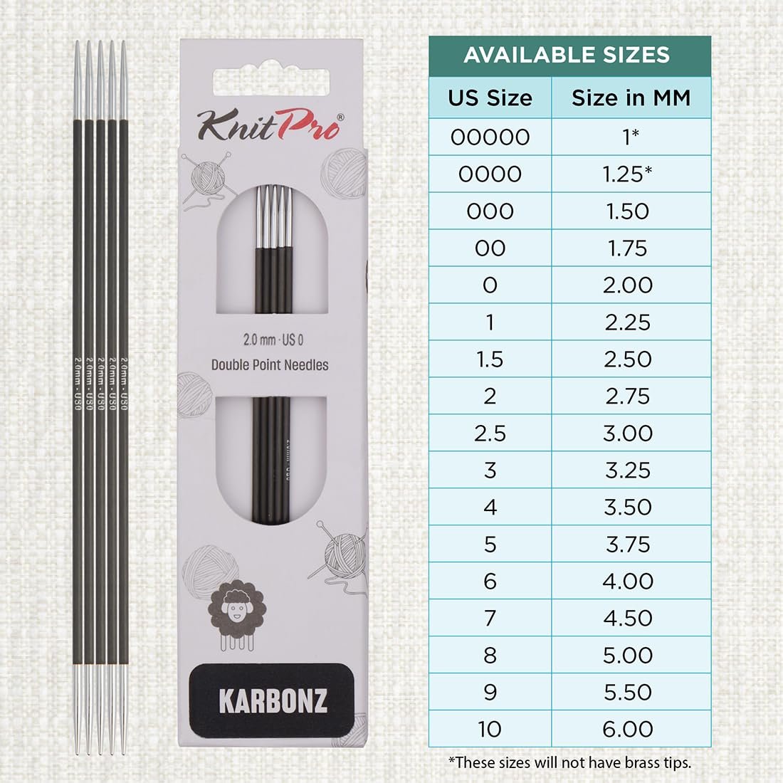 KnitPro Karbonz Double Pointed Needles 8" (20cm)