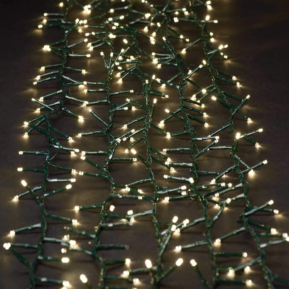 Roman 42-Foot USB LED 500L Warm White Christmas Light Set – Green Cord with 10-Function Controller & Off Timer – Energy-Efficient Holiday Lights for Indoor/Outdoor Use