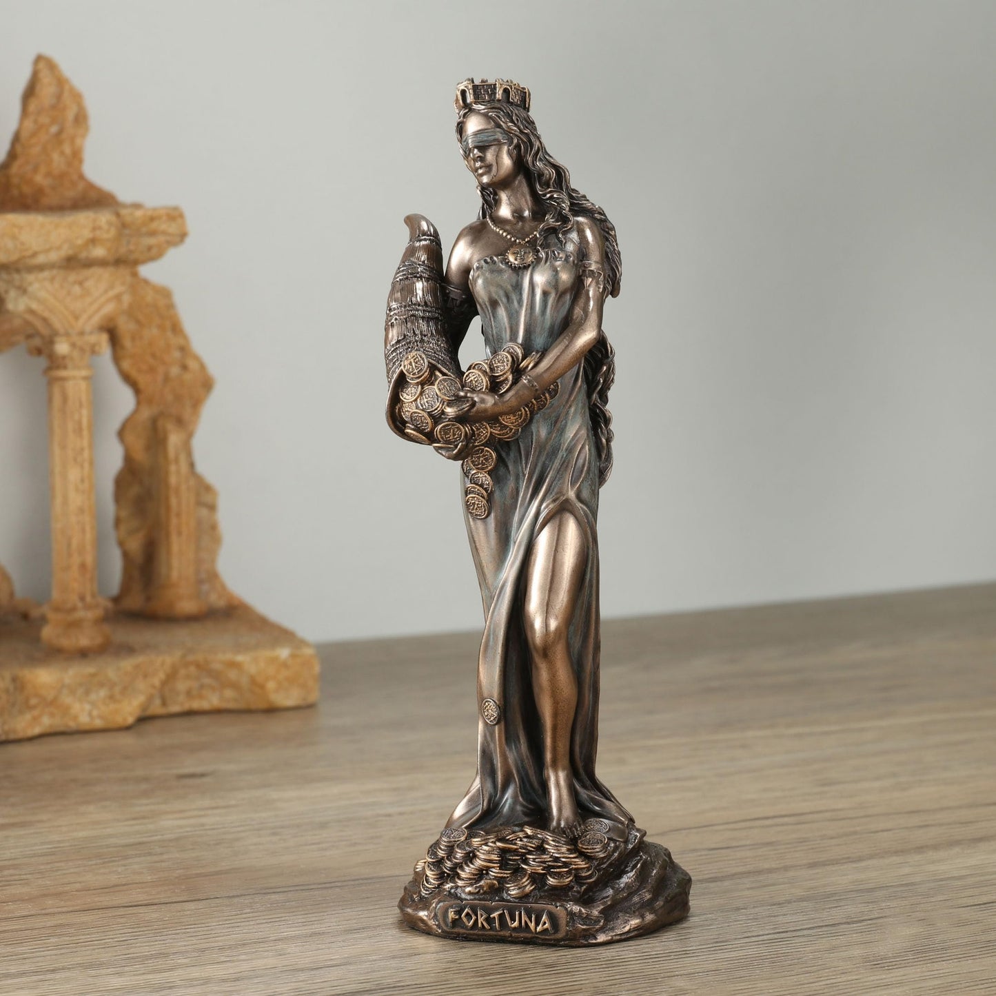 Veronese Design 6 1/8 Inch Fortuna The Greek Goddess of Fortune and Luck Resin Sculpture Cold Cast Bronze Finish