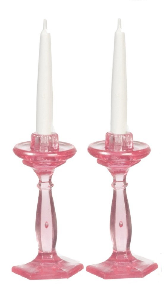 Chrysnbon Melody Jane Dollhouse Cranberry Candlesticks Miniature Accessory
