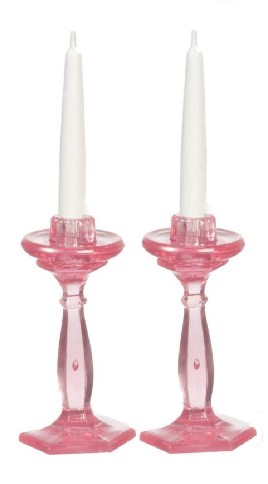 Chrysnbon Melody Jane Dollhouse Cranberry Candlesticks Miniature Accessory