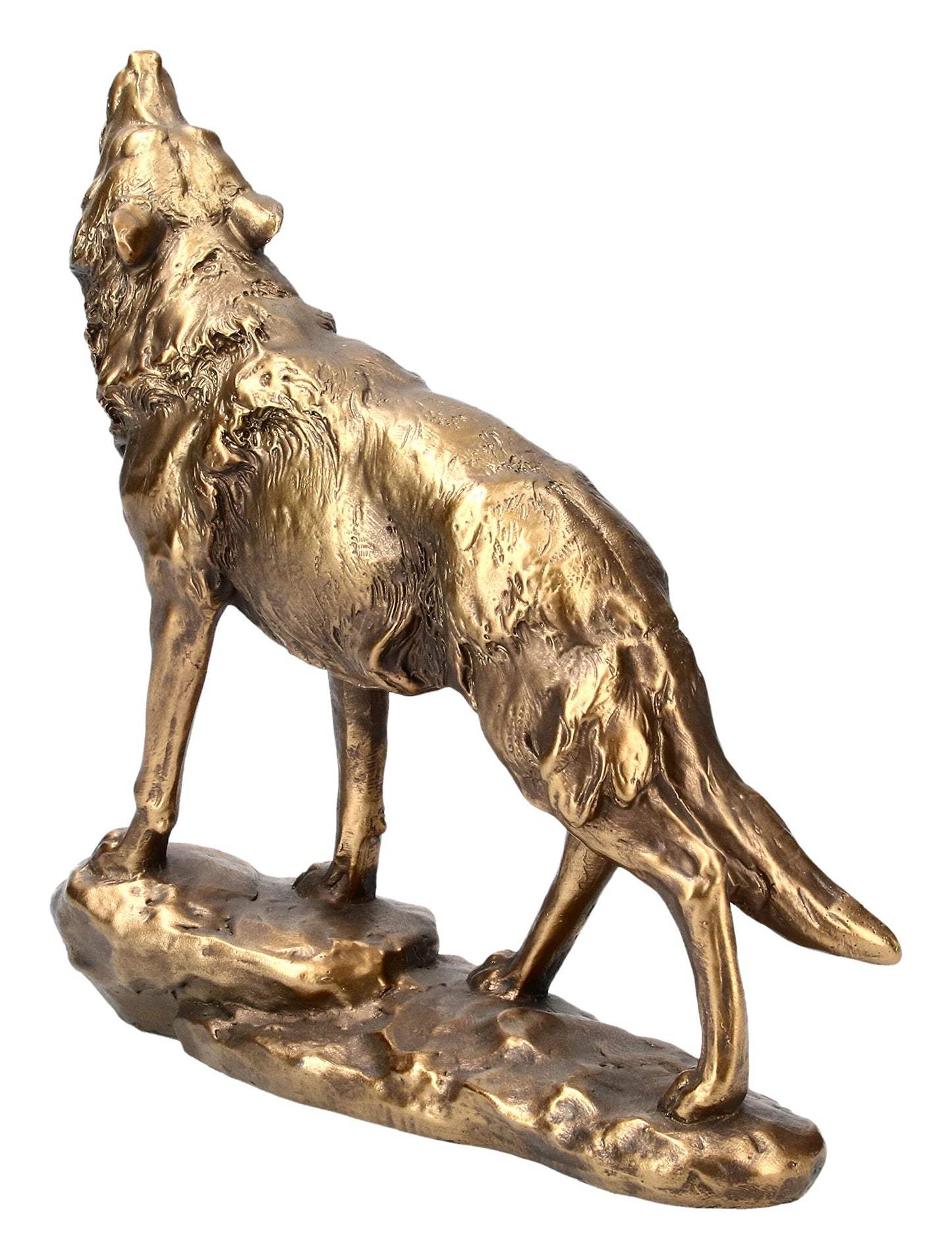 Pacific Giftware Animal World Howling Wolf Golden Finish Resin Figurine