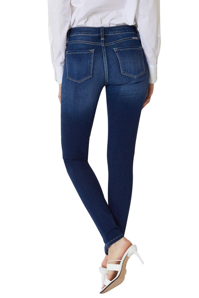 KanCan Women's Mid Rise Skinny Jeans Dark Wash KC7085DH , Dark Wash , 13/30