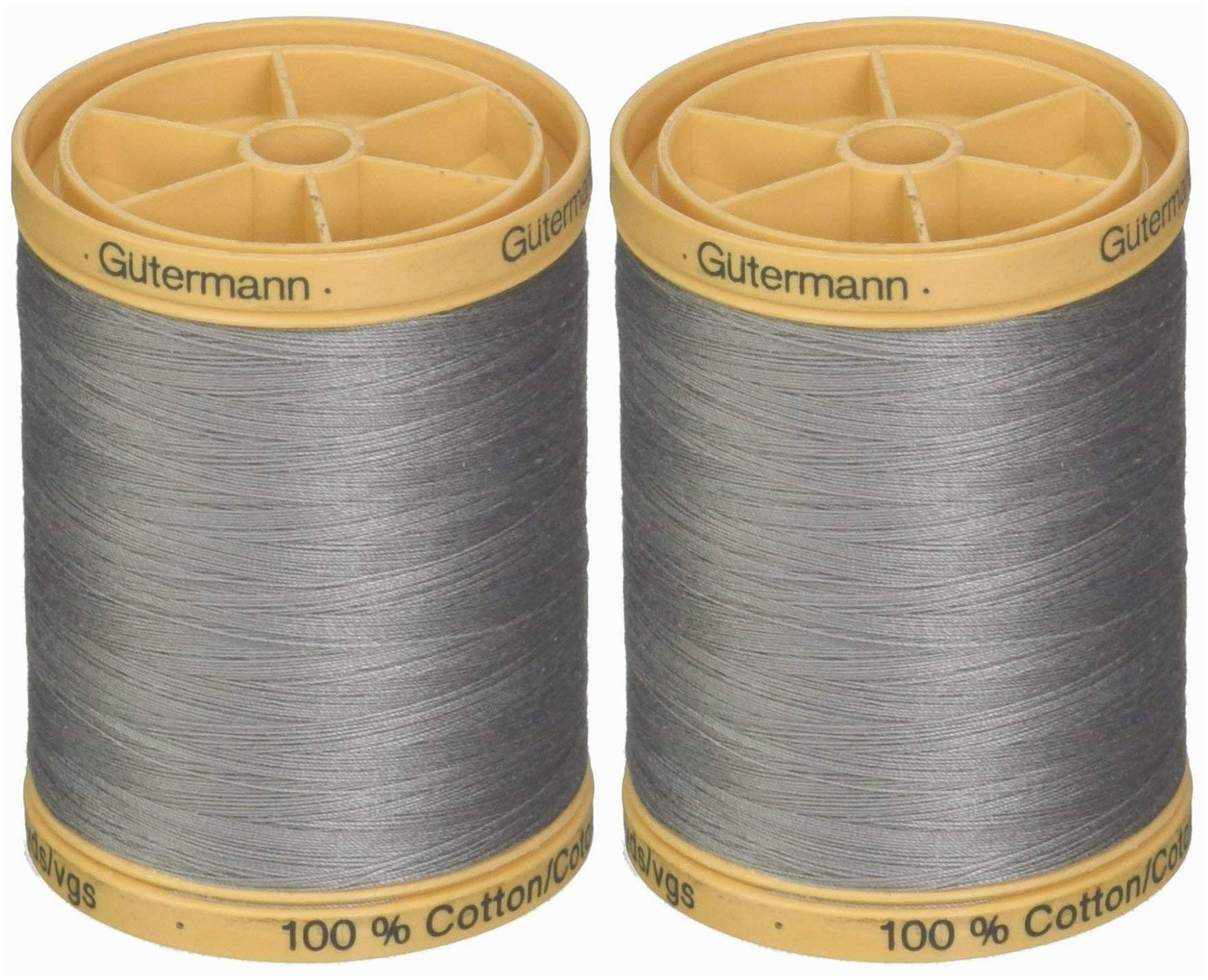 Gutermann 2-Pack Natural Cotton Thread Solids 876 Yards Each - Grey