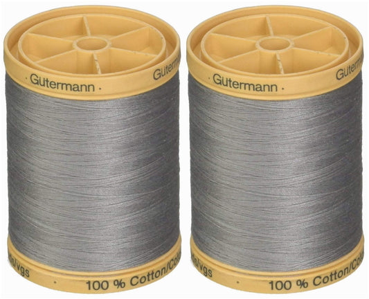 Gutermann 2-Pack Natural Cotton Thread Solids 876 Yards Each - Grey