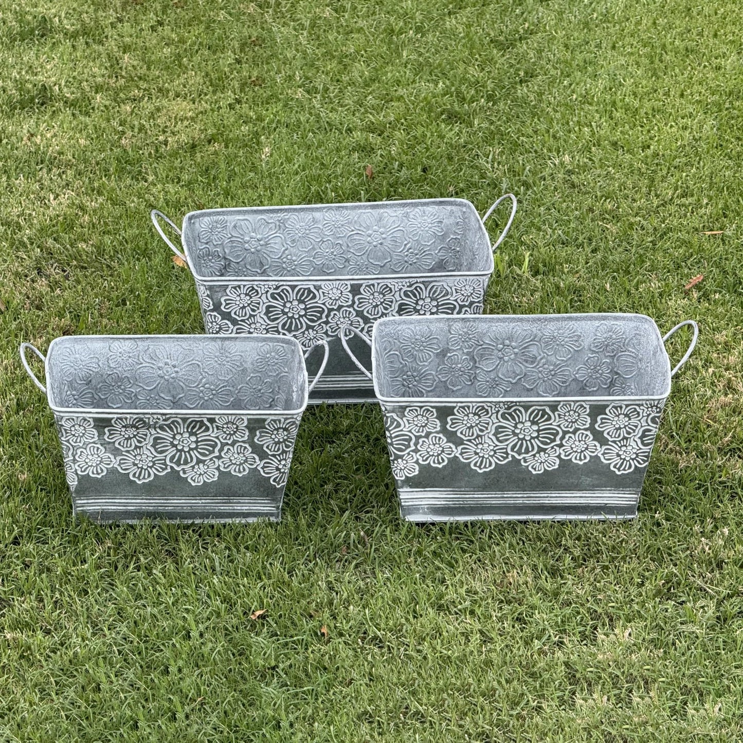 allgala llgala Galvanized Planter Pot Indoor and Outdoor Decoration-Rectangular